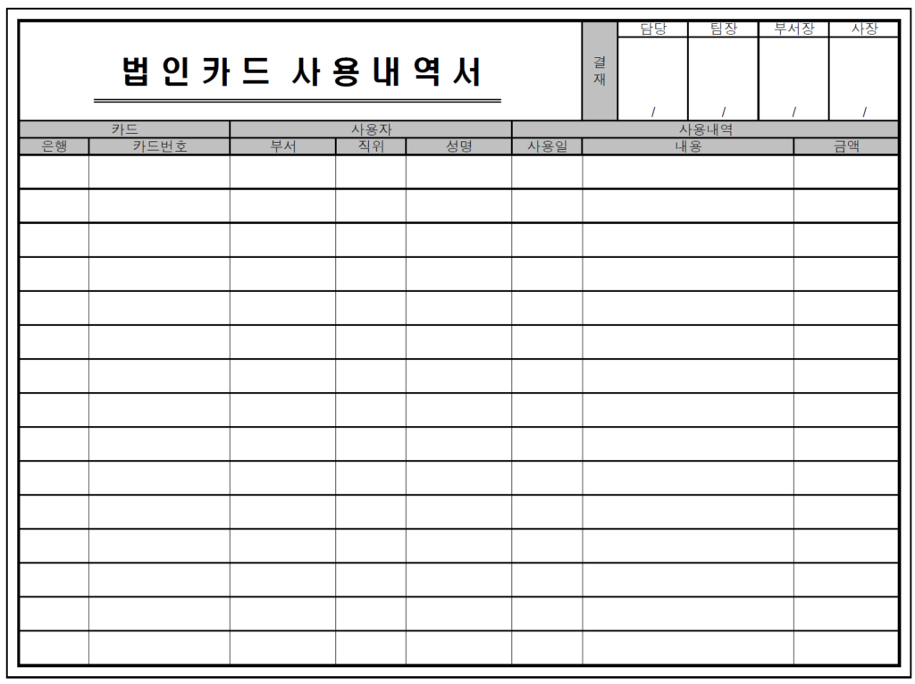 법인카드 영수증, 법인카드 영수증 처리, 법인카드 사용 대장, 법인카드 영수증 정리